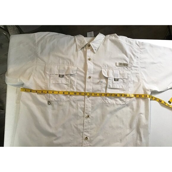 COLUMBIA- MENS WHITE SHORT SLEEVE BUTTON FRONT LIGHT WEIGHT SHIRT SIZE LARGE - Picture 6 of 8